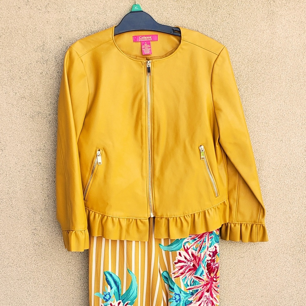 Yellow/Mustard Vegan Leather Jacket